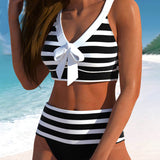 Laluna® | Hoch geschnittener Bikini mit Streifen