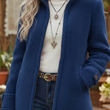 Chanelle | Jakna sa punim rajsferšlusom, efekat jagnjeće vune, sa uspravnom kragnom