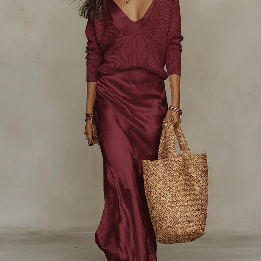 Solène - Vestido slip y combinación de tejido