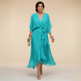 Monica – Vestido de chiffon con escote en V