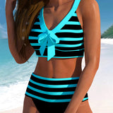 Laluna® | Hoch geschnittener Bikini mit Streifen