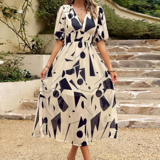 ELINA - Vestido midi floral favorecedor