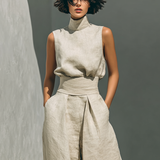 Maria – Minimalistisches Set aus Baumwolle und Leinen mit Top und weiten Hosen
