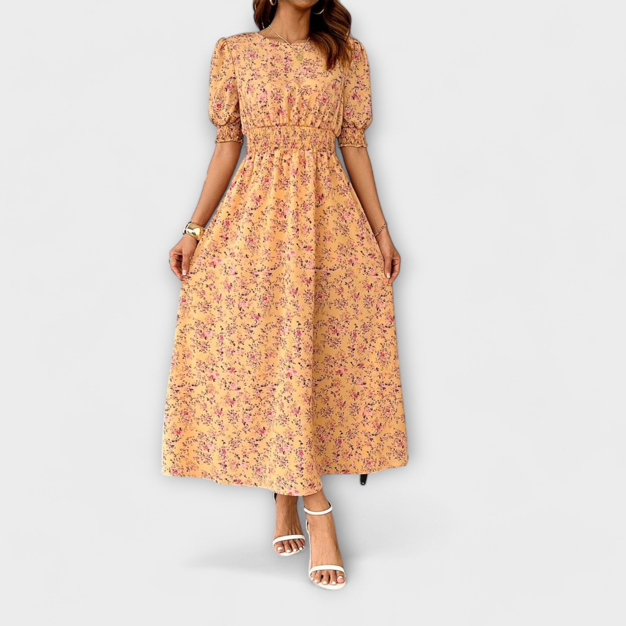 Amelia - Vestido con Escote Redondo y Patrón Floral