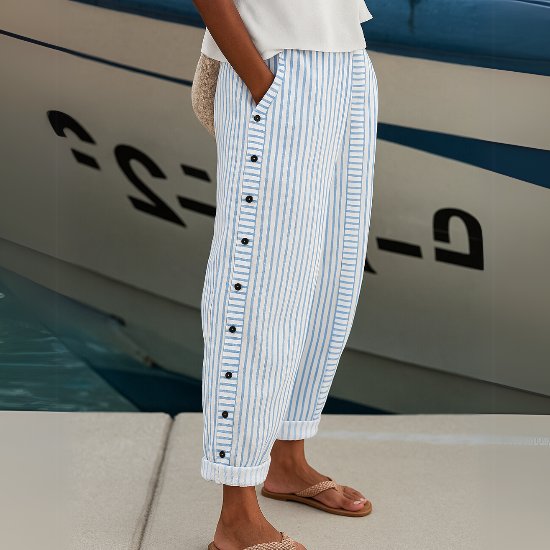 Cybèle | Pantalones elegantes con botones y rayas
