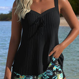 Laluna® | Gestreifter Tankini mit Shorts in zwei Teilen