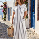 Chloé | Midi-Kleid mit gebundenem Kragen und Taschen