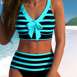 Laluna® | Hoch geschnittener Bikini mit Streifen