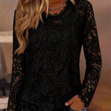 Osnovna majica dugih rukava sa čipkom