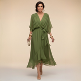 Monica – Vestido de chiffon con escote en V