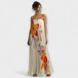 Mišel - Vestido máximo con corazón en estampado floral naranja