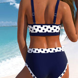 Liesbeth - Hoch geschnittener Bikini mit Punkten und Patchwork-Design
