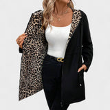 Evie | Abrigo reversible con capucha y estampado de leopardo