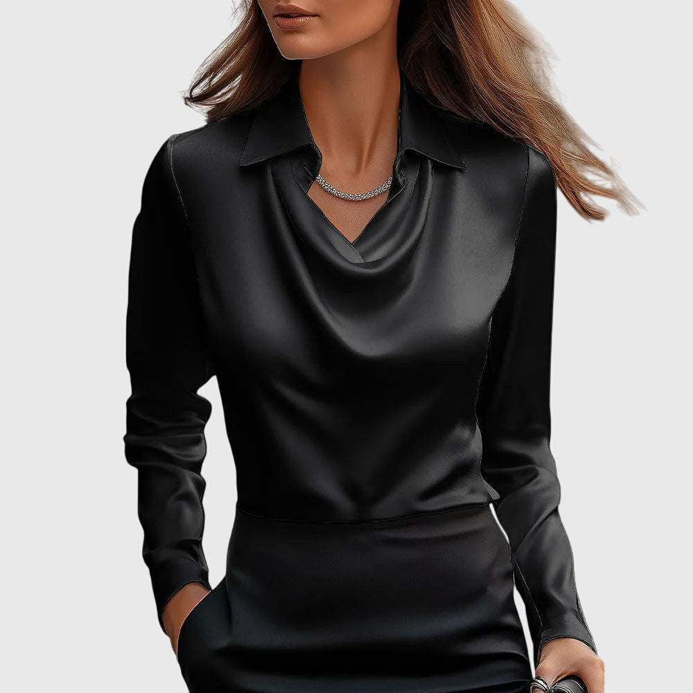 Sylvie | Blusa Lujosa y Brillante con Escote Plisado