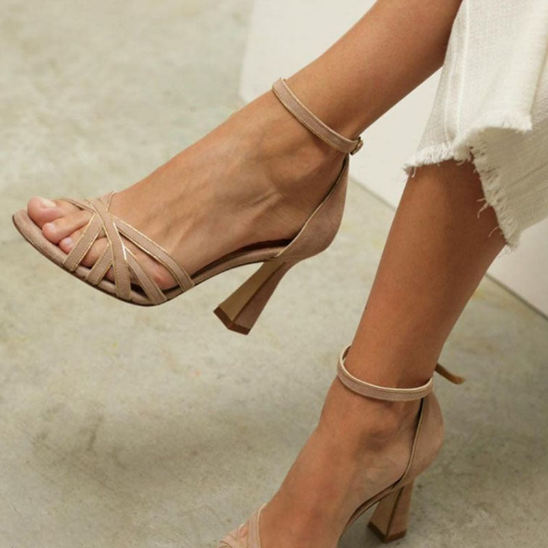 Elviera - Patchwork-Sandalen mit runder Zehenkappe und schmaler Ferse