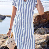 Martine™ | Elegantna prugasta haljina košulja