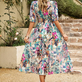 ELINA - Vestido midi floral favorecedor