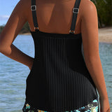 Laluna® | Gestreifter Tankini mit Shorts in zwei Teilen
