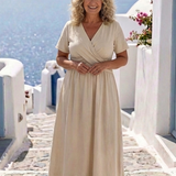 Ambre | Midi-Wickelkleid mit kurzen V-Ärmeln