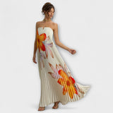 Mišel - Vestido máximo con corazón en estampado floral naranja