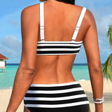 Laluna® | Hoch geschnittener Bikini mit Streifen