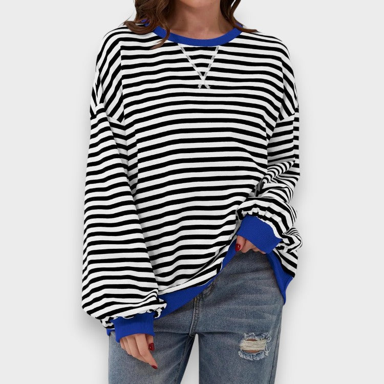 Alma | Sudadera Casual de Manga Larga, Escote Redondo y Patrón a Rayas
