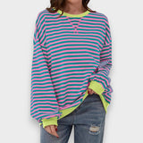 Alma | Sudadera Casual de Manga Larga, Escote Redondo y Patrón a Rayas