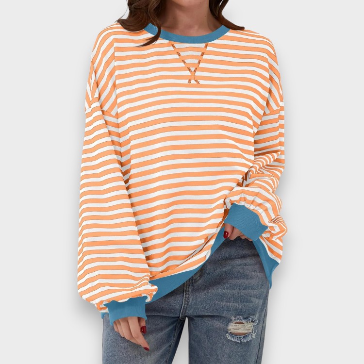Alma | Sudadera Casual de Manga Larga, Escote Redondo y Patrón a Rayas