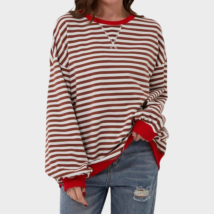 Alma | Sudadera Casual de Manga Larga, Escote Redondo y Patrón a Rayas