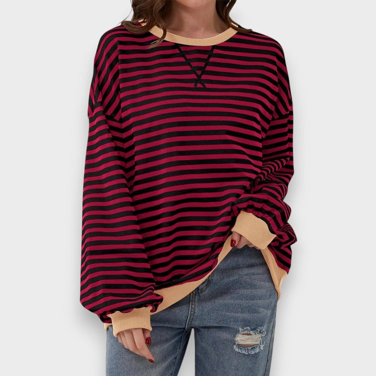 Alma | Sudadera Casual de Manga Larga, Escote Redondo y Patrón a Rayas