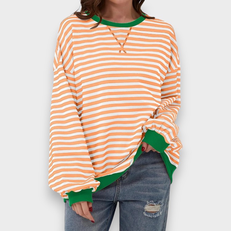 Alma | Sudadera Casual de Manga Larga, Escote Redondo y Patrón a Rayas