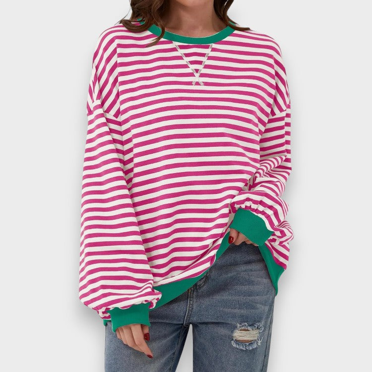 Alma | Sudadera Casual de Manga Larga, Escote Redondo y Patrón a Rayas