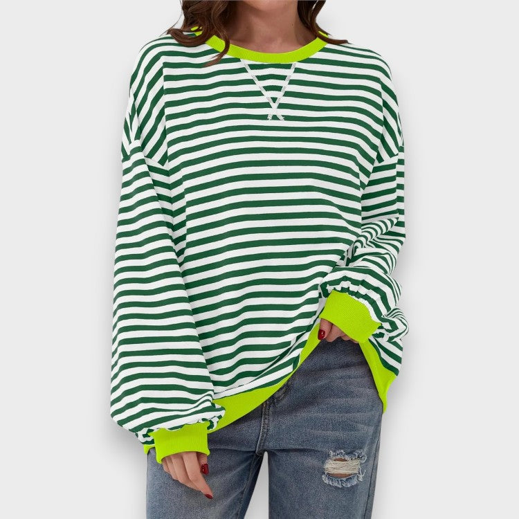 Alma | Sudadera Casual de Manga Larga, Escote Redondo y Patrón a Rayas