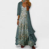 Mara - Vestido máximo con abrigo (Conjunto de 2 piezas)