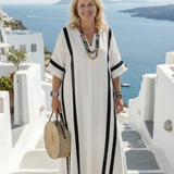 Inès | Maxikleid mit kurzen Ärmeln in Streifen
