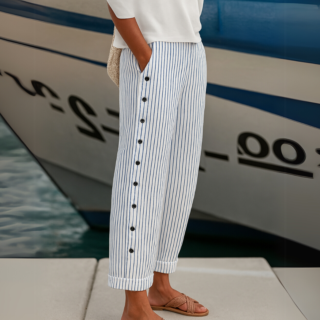 Cybèle | Pantalones elegantes con botones y rayas