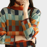 Kimberly | Suéter de cuello alto con patrón de patchwork