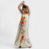 Mišel - Vestido máximo con corazón en estampado floral naranja