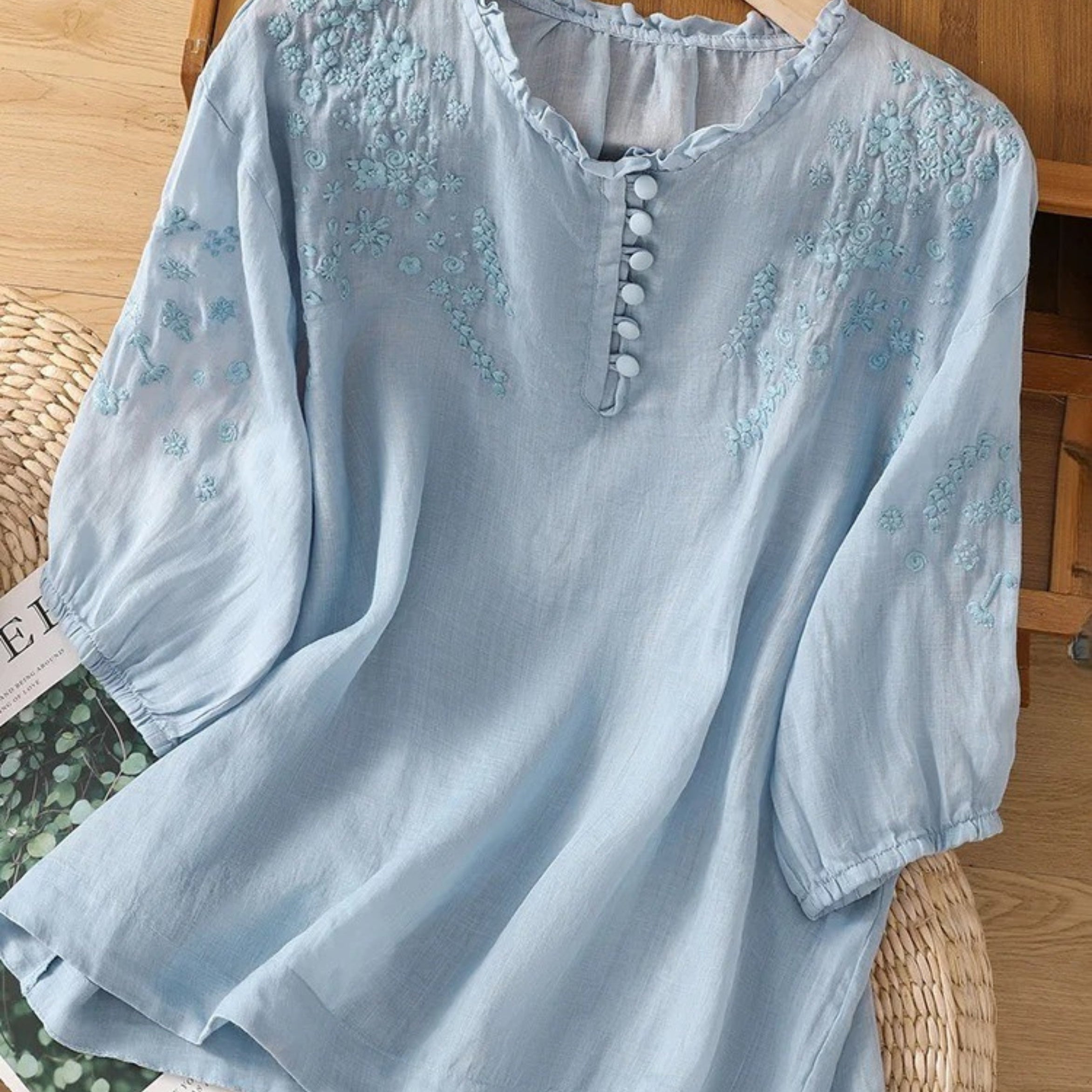 Cassiana - Baumwoll- und Leinenbluse