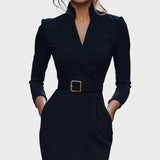 Jana | Vestido Negro Elegante con Cinturón