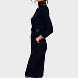 Jana | Vestido Negro Elegante con Cinturón