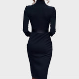 Jana | Vestido Negro Elegante con Cinturón