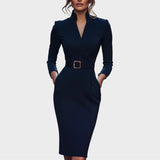 Jana | Vestido Negro Elegante con Cinturón