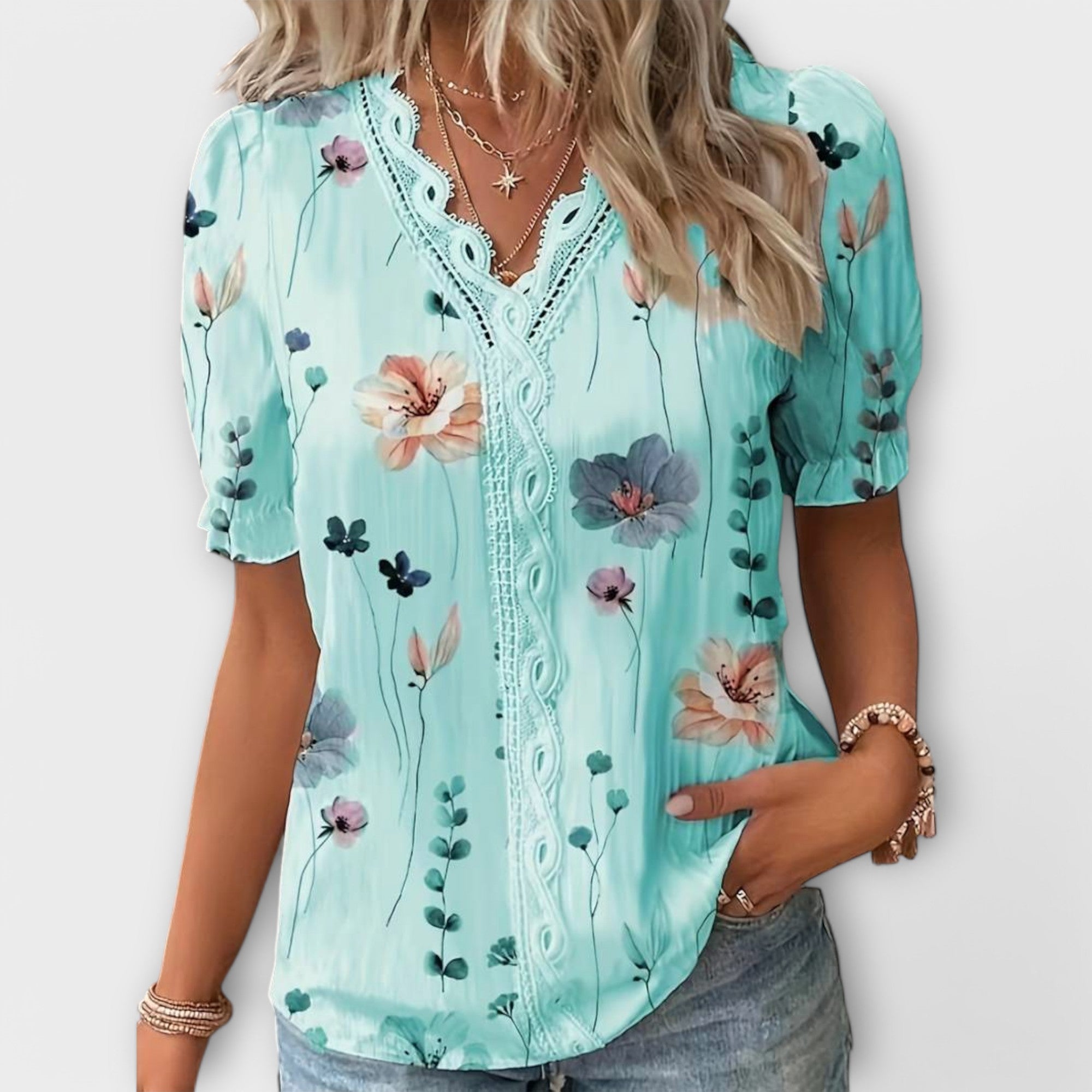Emília - Bluse mit V-Ausschnitt