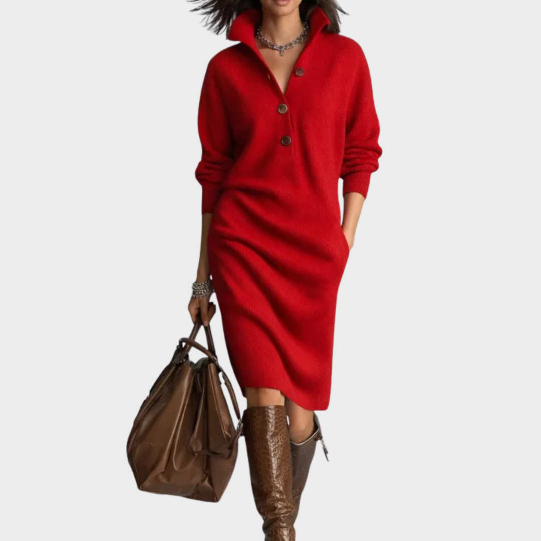 Nancy | Elegante Vestido de Invierno con Botones