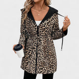 Evie | Abrigo reversible con capucha y estampado de leopardo