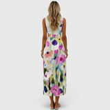 Carmina - Vestido Midi Floral Sin Mangas en Técnica Acuarela
