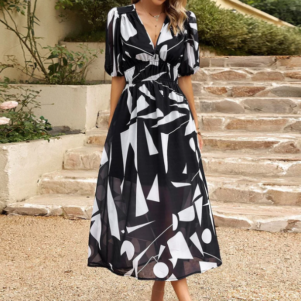 ELINA - Vestido midi floral favorecedor