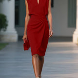 María™ | Elegante vestido midi con detalles drapeados