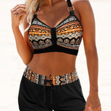 Maryan - Bikini mit geometrischem Muster und hochgeschnittenem elastischem Bund